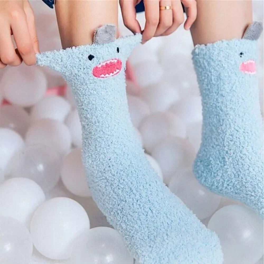 Loritta Women’s Fuzzy Socks 3-Pair Warm Fluffy Cozy Cute Animal Slippers